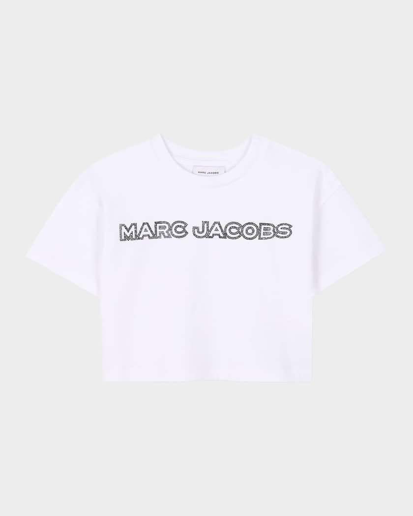 Kid's Rhinestone Logo Cotton Jersey T-Shirt