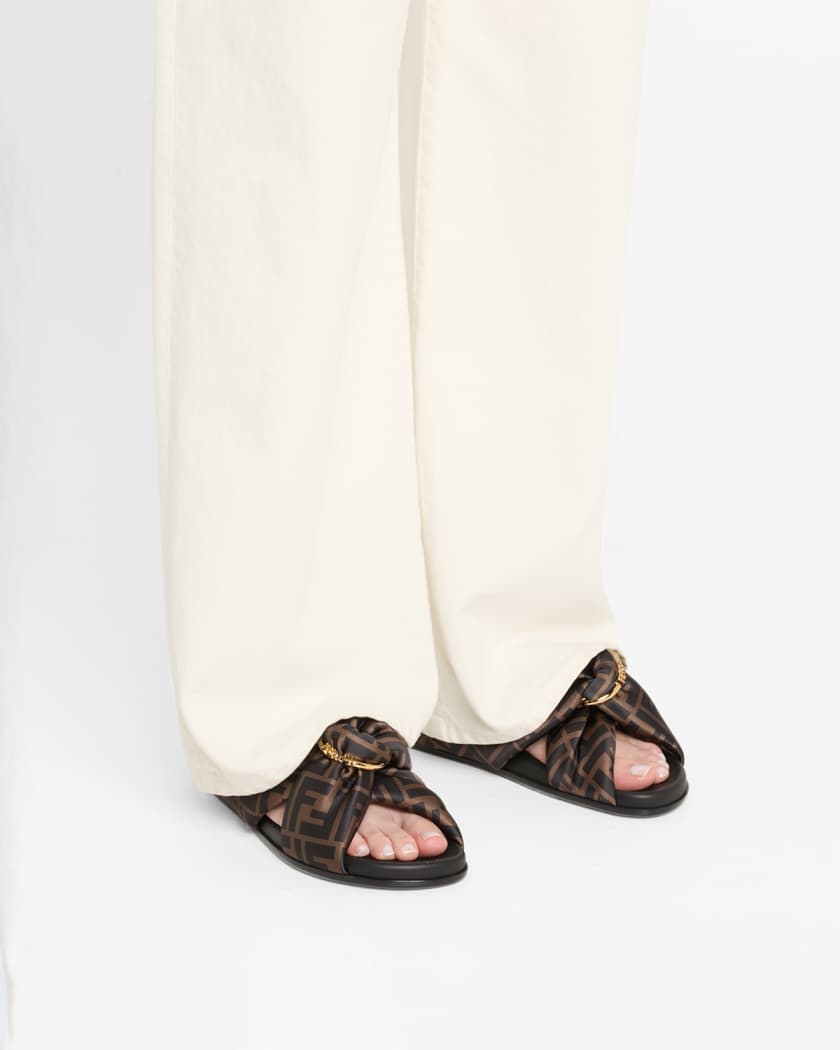 Feel FF Satin Slide Sandals
