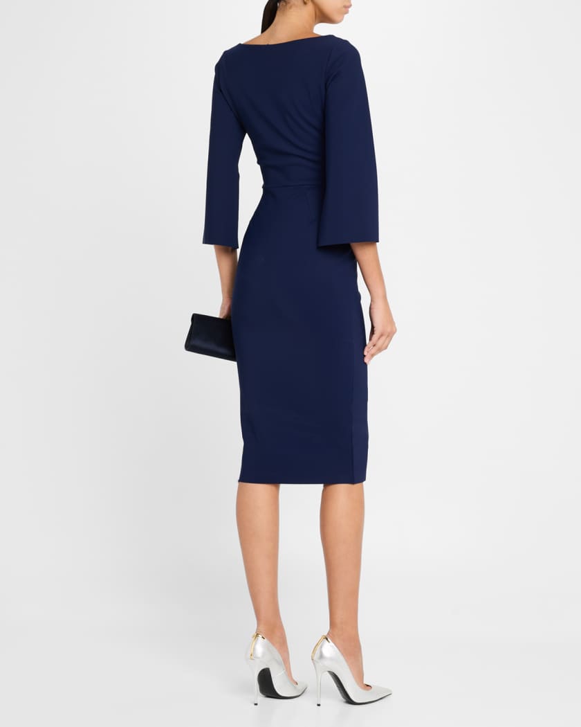 Shusui Bodycon Sequin Applique Midi Dress
