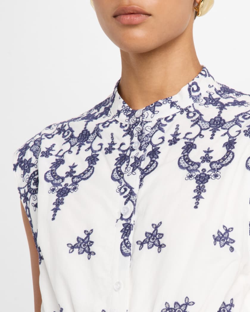Neelie Floral Eyelet-Embroidered Mini Dress