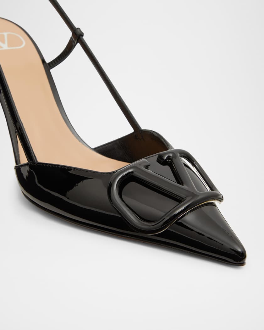 VLogo Signature Patent Leather Slingback Pumps
