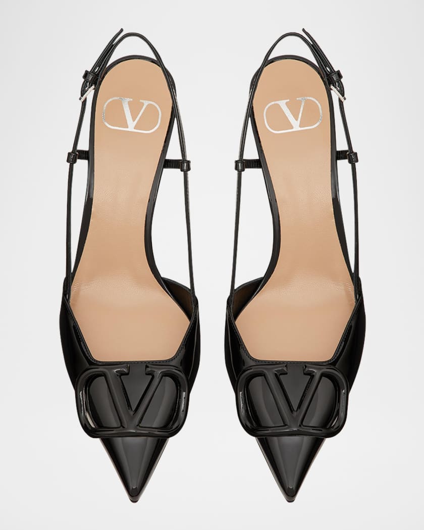 VLogo Signature Patent Leather Slingback Pumps