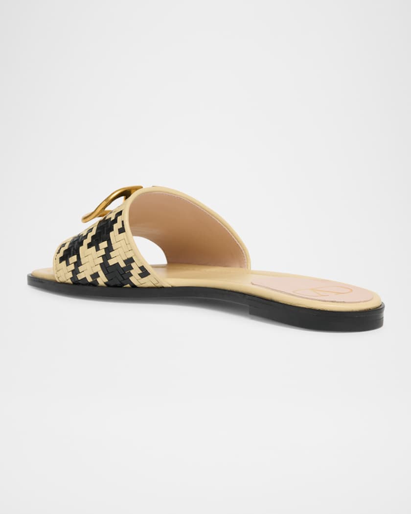 VLogo Signature Houndstooth Woven Slide Sandals