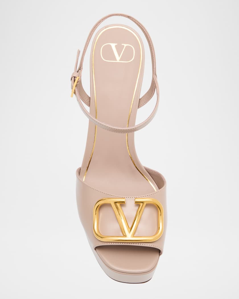 VLogo Signature Nappa Leather Platform Sandals