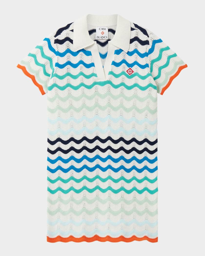 Girl's Beach Club Crochet Wave Knit Dress, Size 3T-14