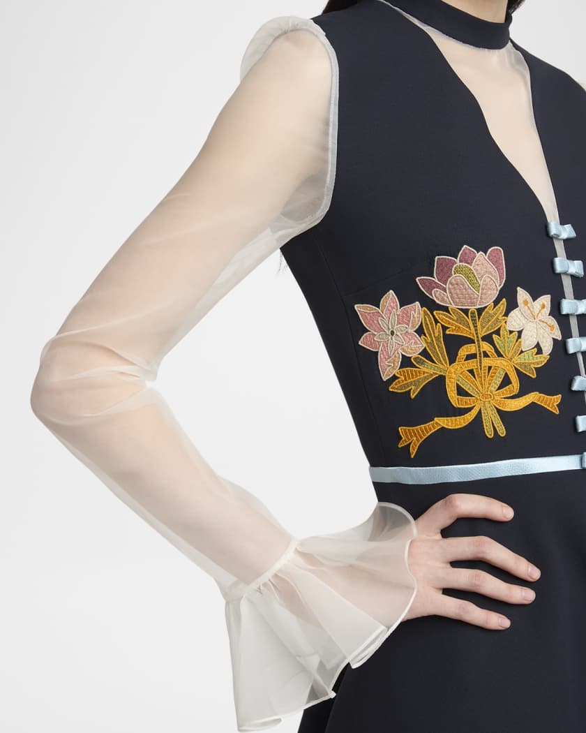 Valentino Garavani Embroidered Crepe Couture Mini Dress | Neiman