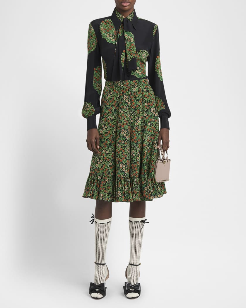 Floral-Print Silk Crepe De Chine Shirt