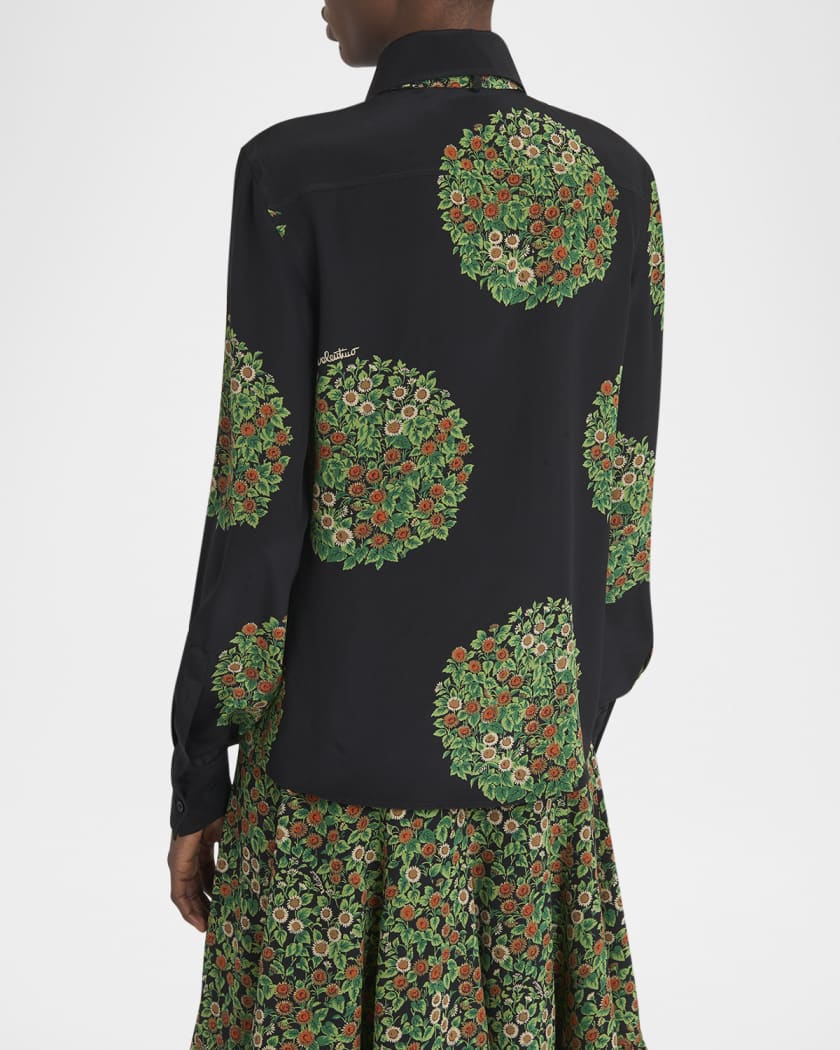Floral-Print Silk Crepe De Chine Shirt