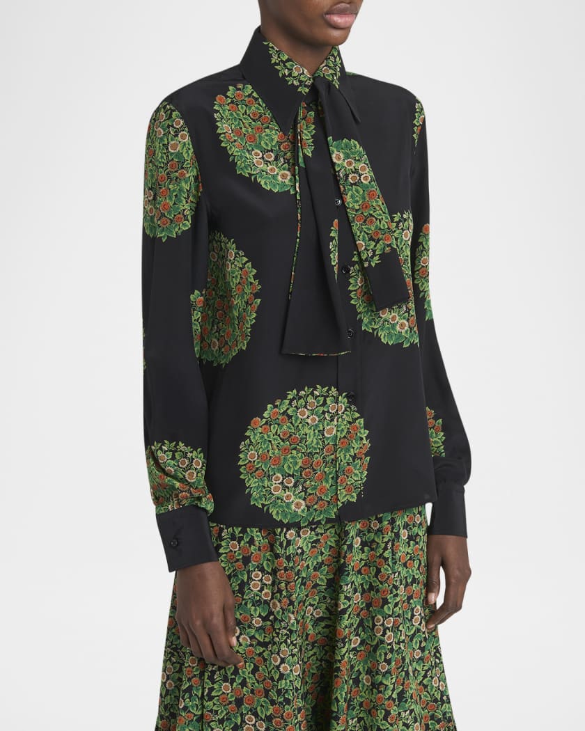 Floral-Print Silk Crepe De Chine Shirt