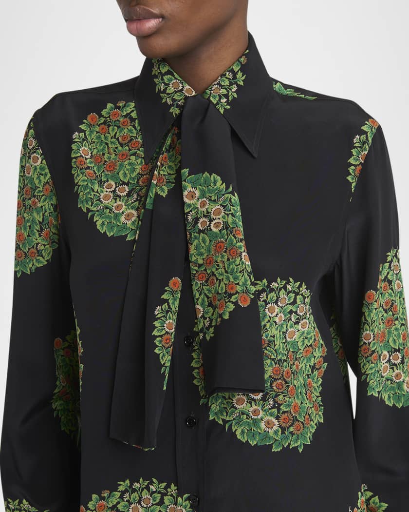 Floral-Print Silk Crepe De Chine Shirt