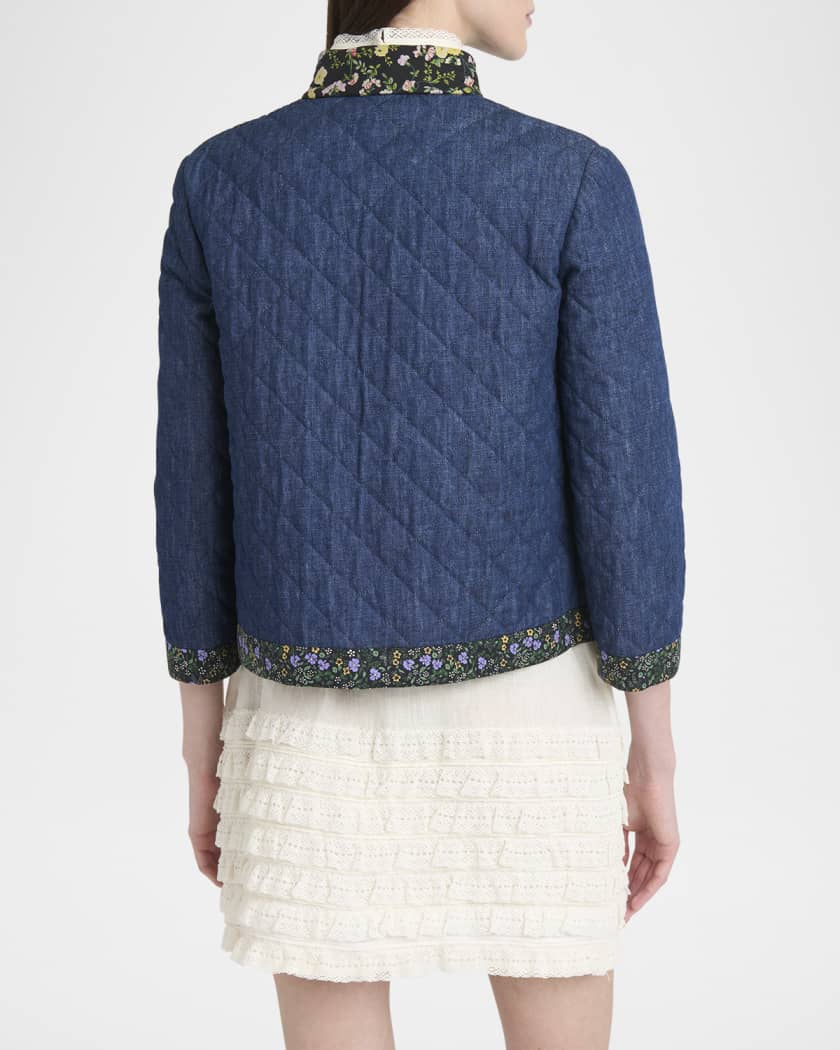 Valentino Garavani Open-Front Quilted Chambray Jacket