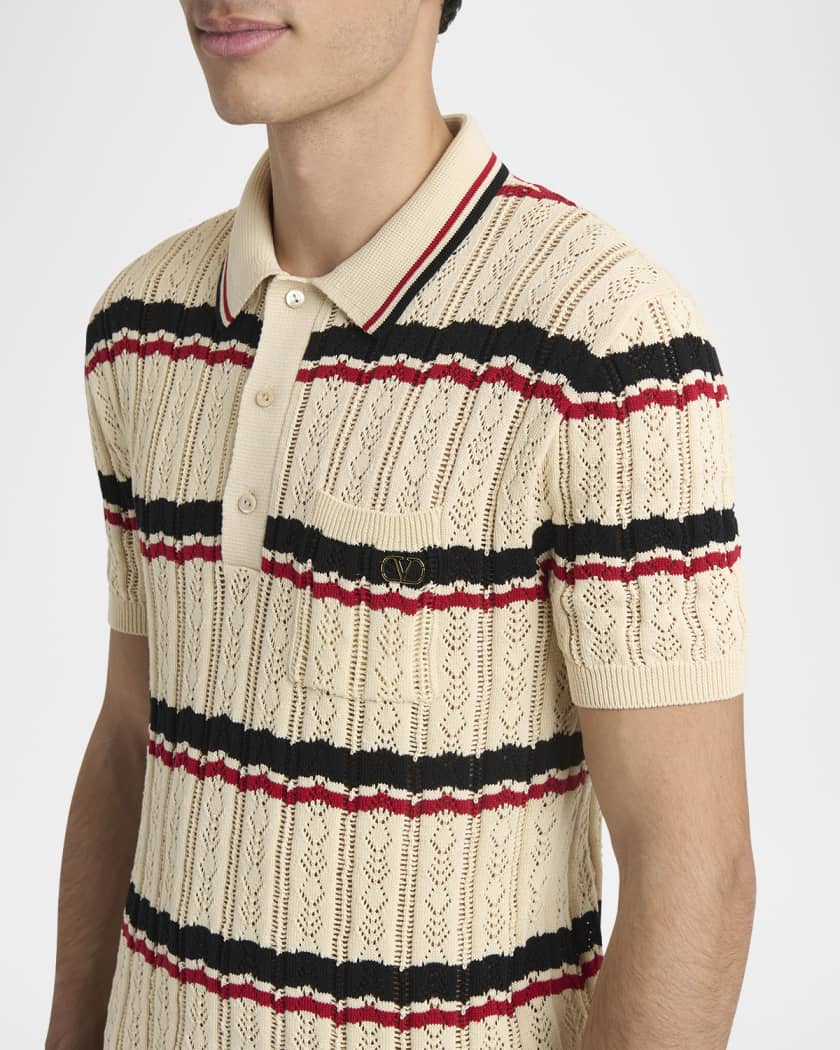 【送料&関税込】Valentino Striped Knitted Polo Shirt Valentino Striped Knitted Polo Shirt | italist