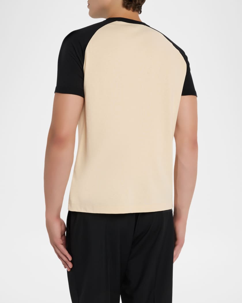 VALENTINO 半袖シャツ S ベージュ/ブラック Valentino Garavani Men's Cotton Chez Valentino Raglan Sleeve T