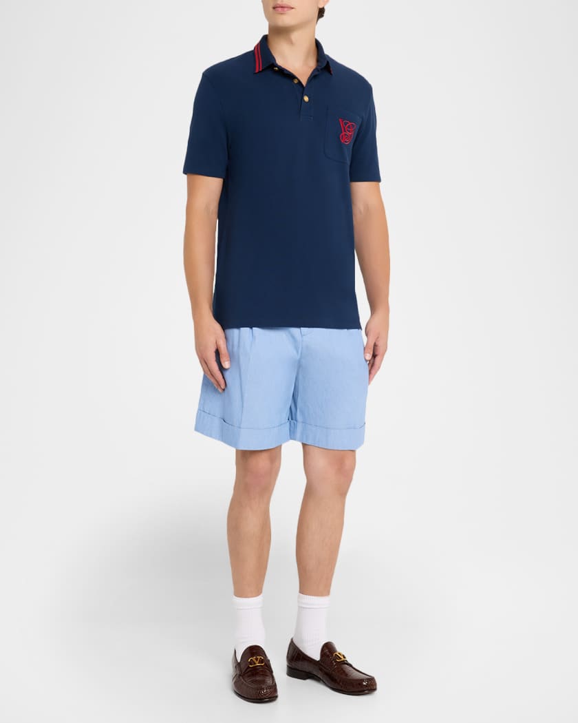 Valentino Garavani Men's Embroidered VG-Pocket Polo Shirt