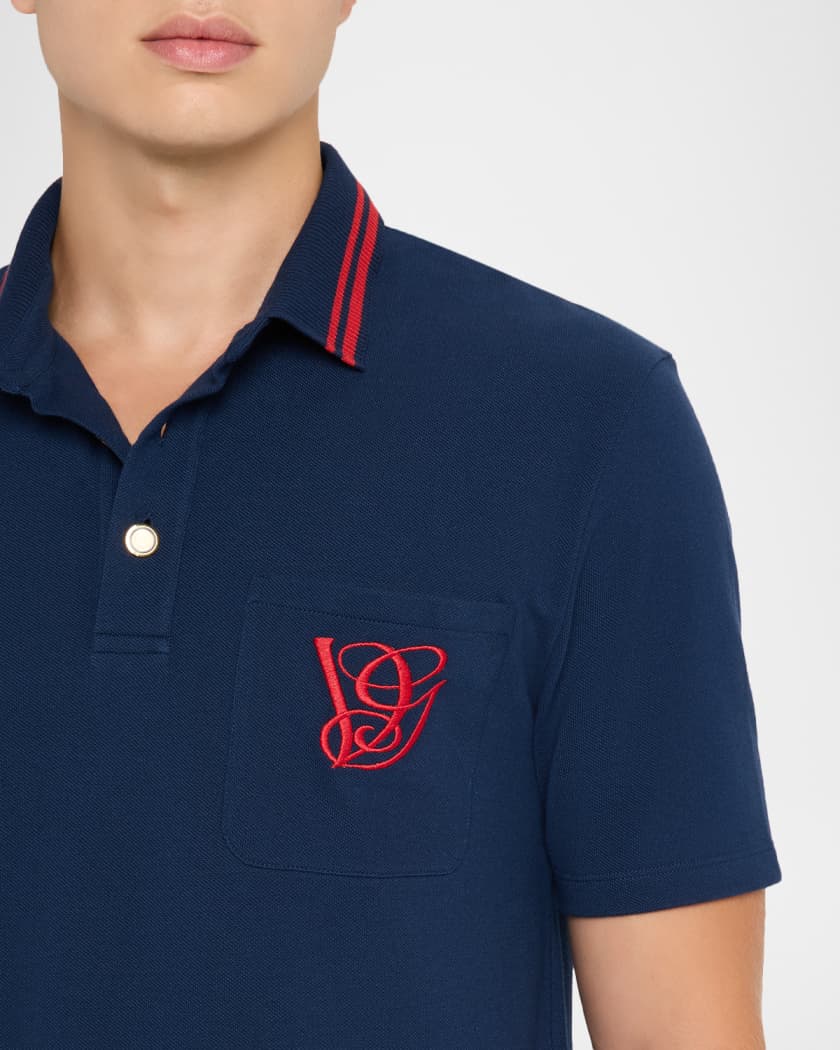 Valentino Garavani Men's Embroidered VG-Pocket Polo Shirt