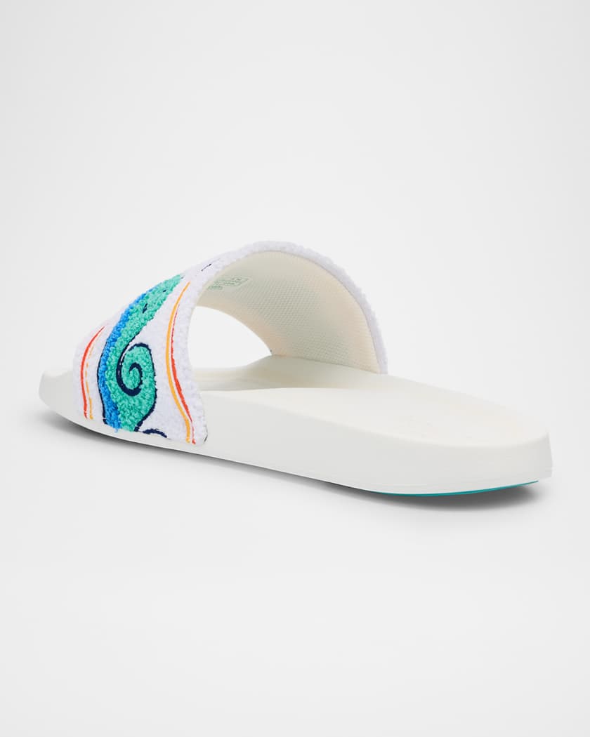 Men's Embroidered Terry Slide Sandals