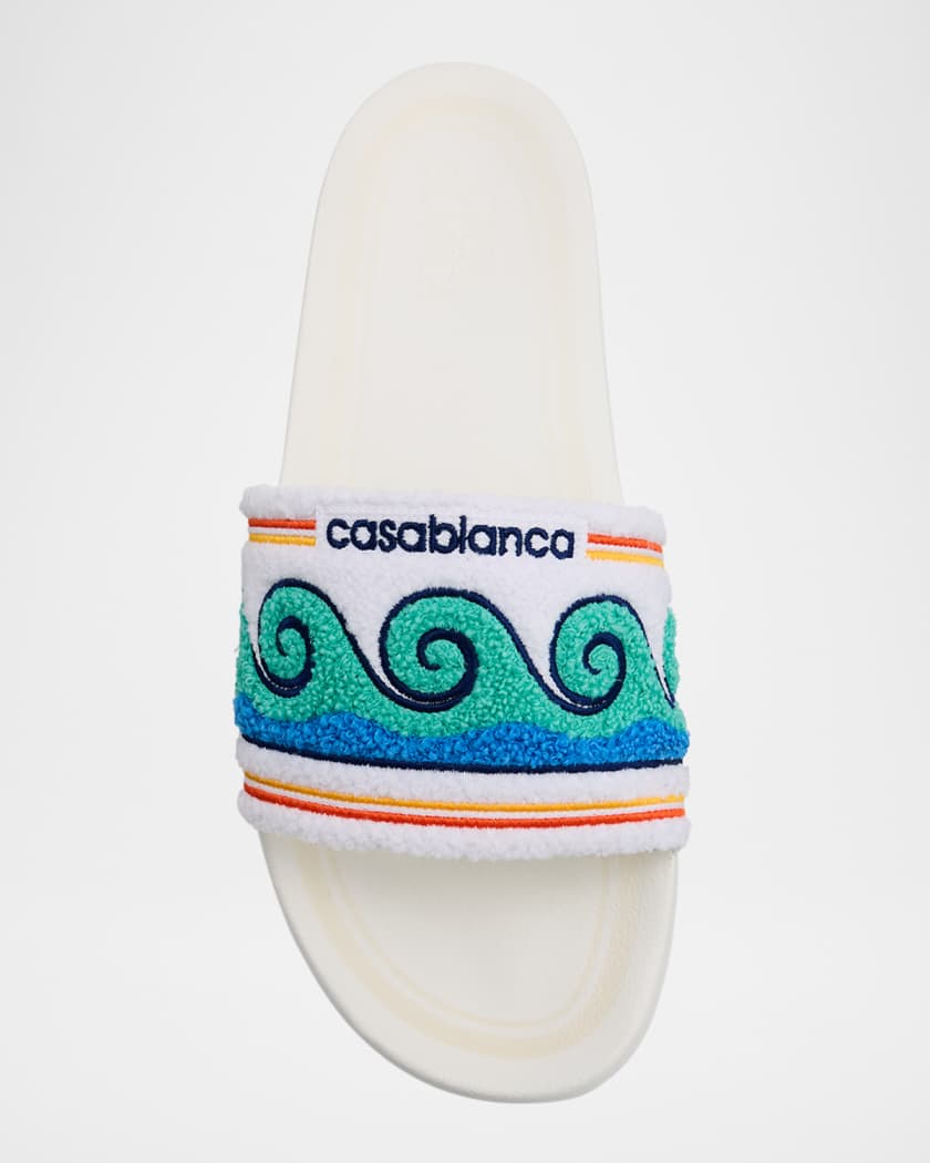 Men's Embroidered Terry Slide Sandals