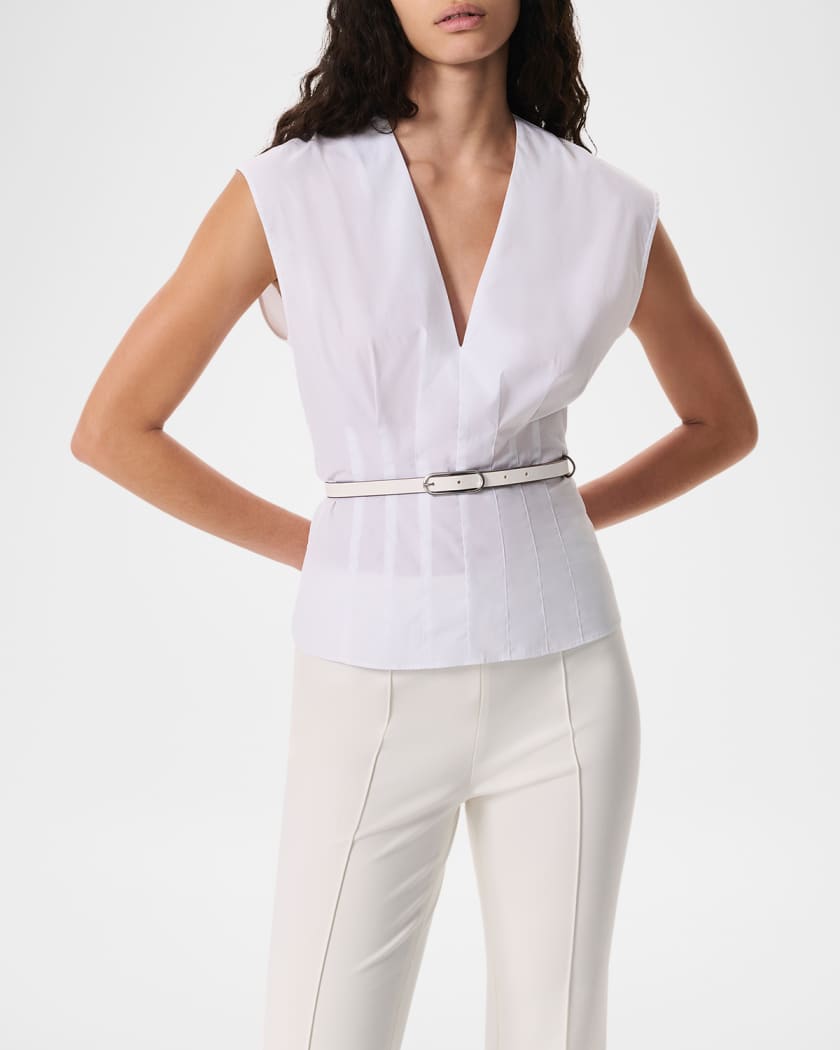 Ines V-Neck Poplin Top 