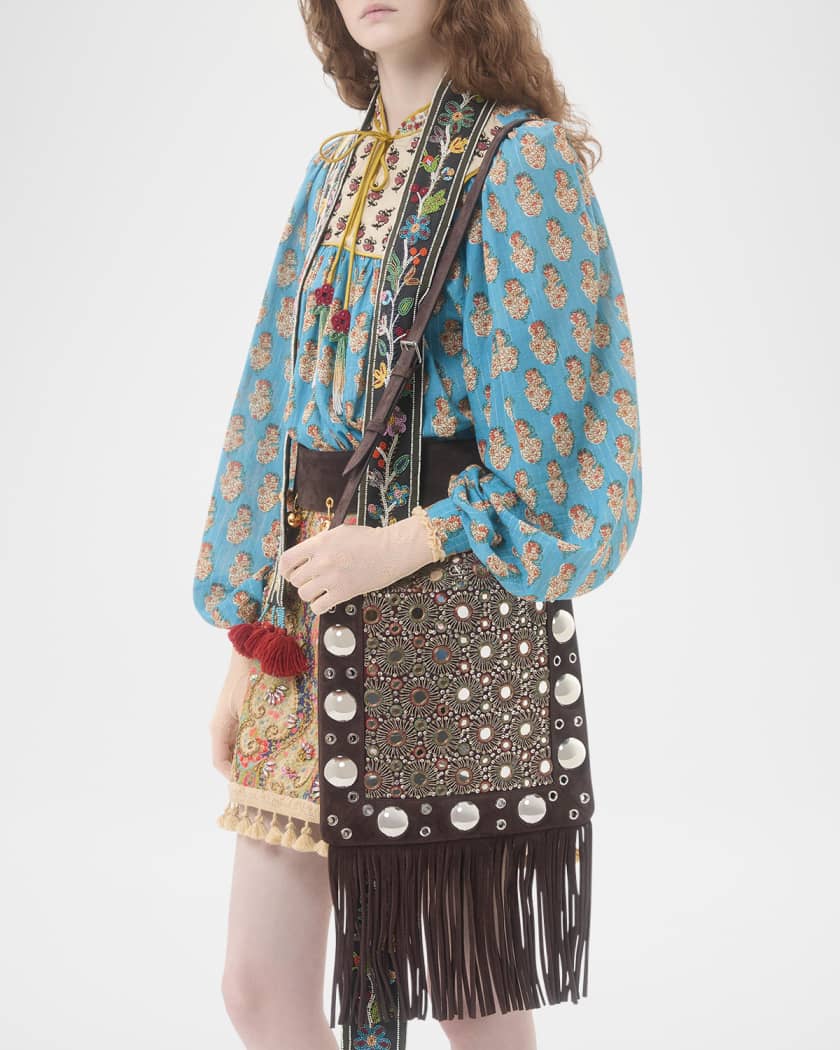 ショルダーバッグ SUEDE NELLCOTE CROSSBODY BAG Valentino Garavani Nellcote Medium Studded Fringed Suede