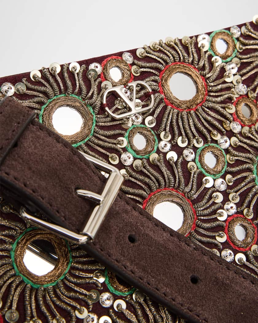 Valentino Garavani Nellcote Medium Studded Fringed Suede