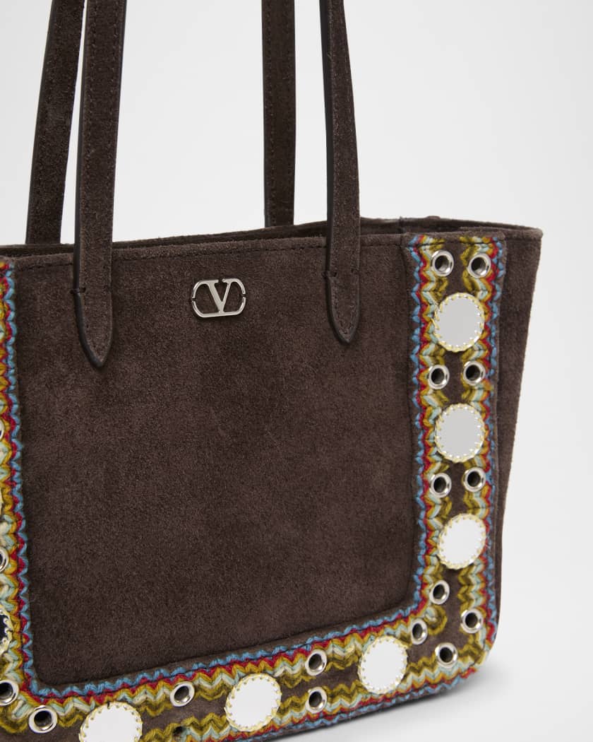 Valentino Garavani Nellcote Mirror-Embellished Suede Mini