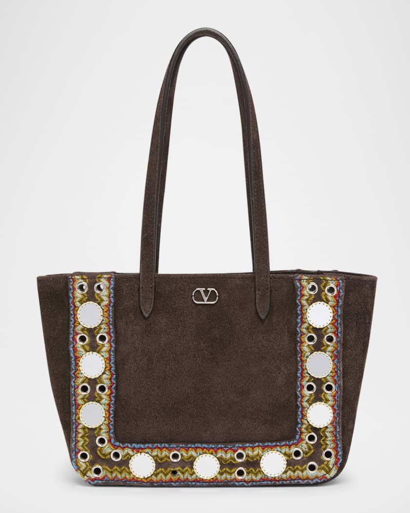 【VIP価格】VALENTINO Suede Nellcote Tote Bag Valentino Garavani Nellcote Mirrored Suede Tote Bag | Neiman