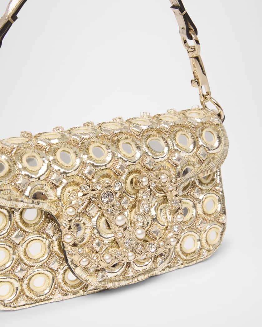Loco Small Mirror Embellished Shoulder Bag
