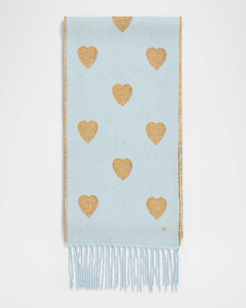 Valentino Garavani Metallic Heart Wool Scarf | Neiman Marcus