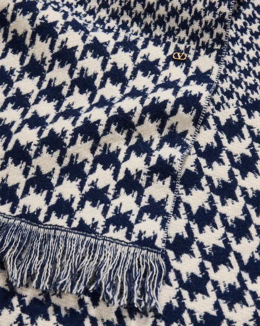 Valentino Garavani Houndstooth Jacquard Knit Scarf | Neiman