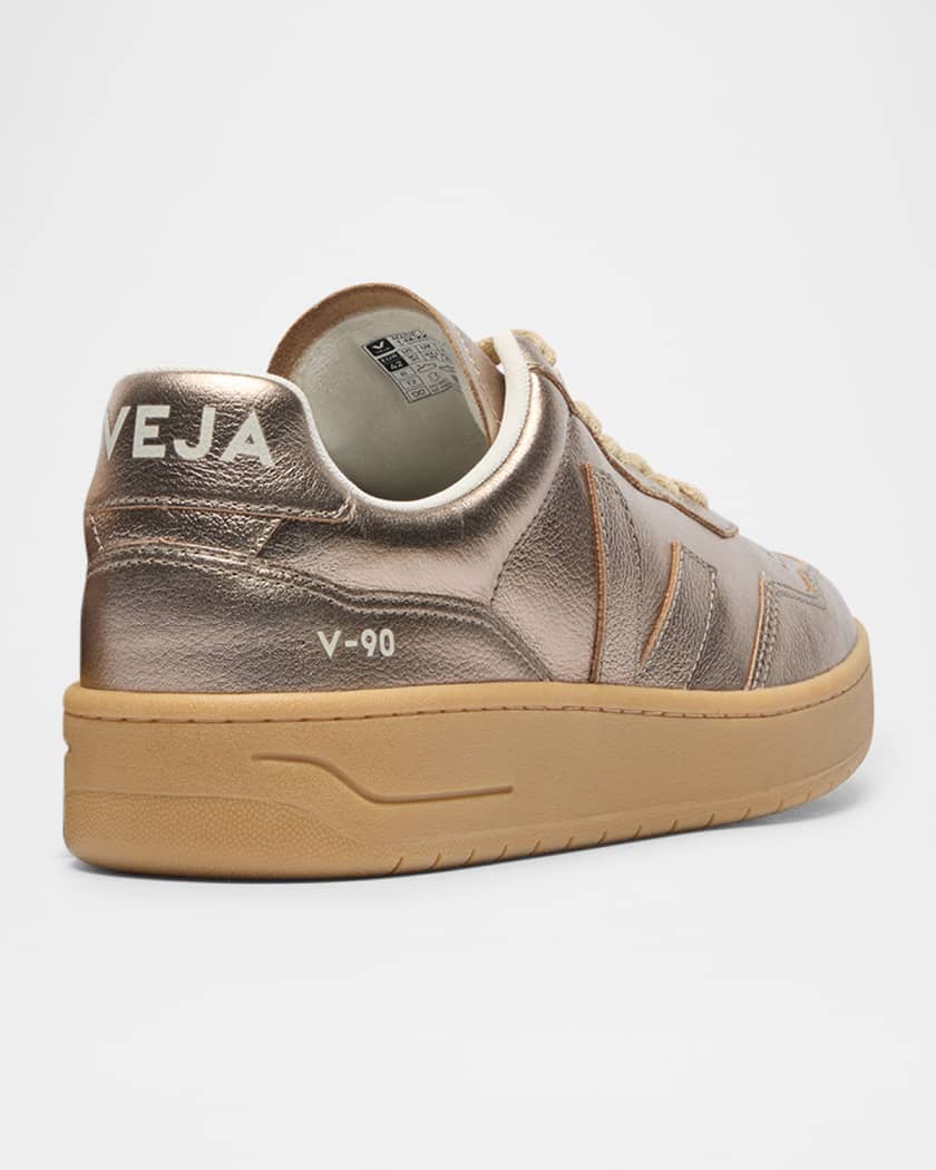 VEJA V-90 Metallic Leather Low-Top Sneakers | Neiman Marcus