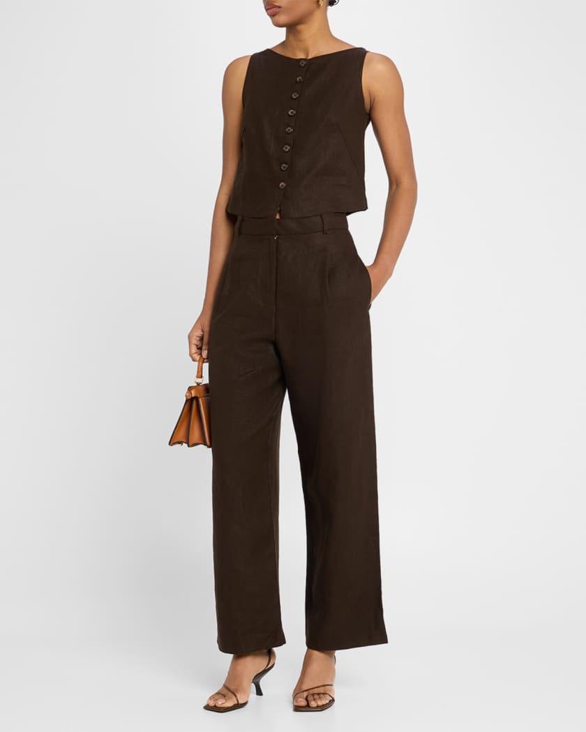 Stevie Straight Linen Trousers