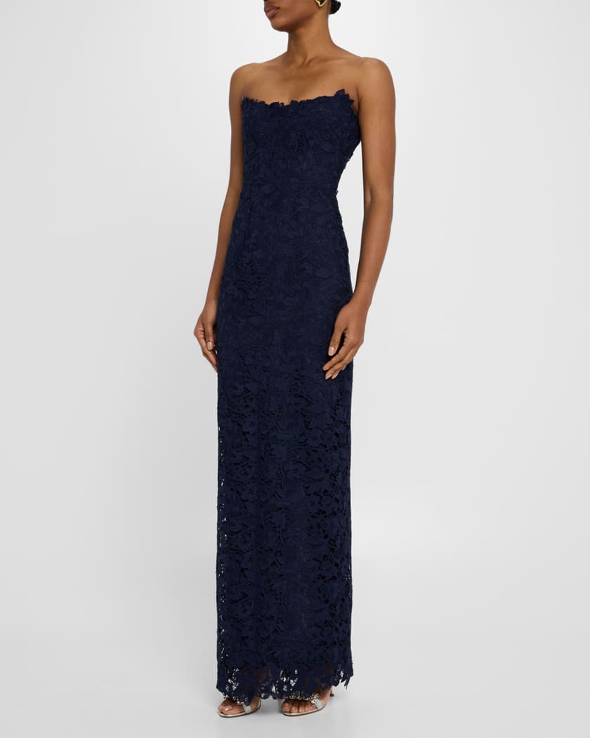 Strapless Lace Column Gown