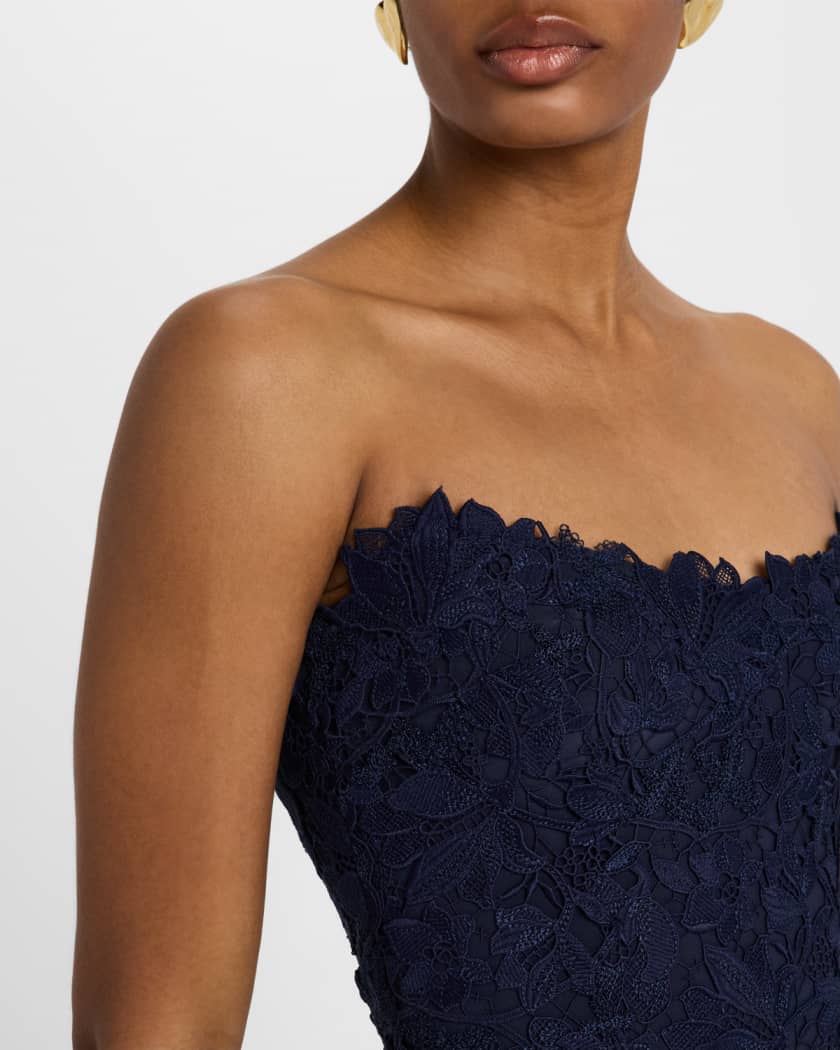 Strapless Lace Column Gown