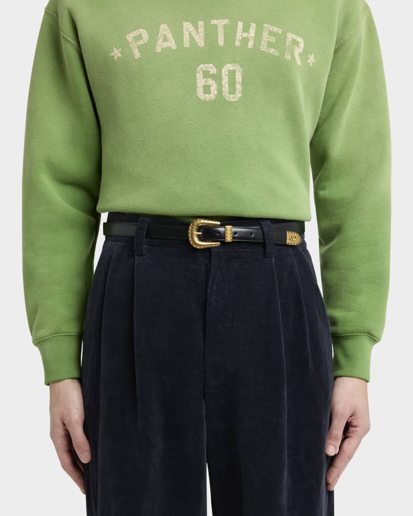 Men's VLogo Signature Skinny Leather Belt