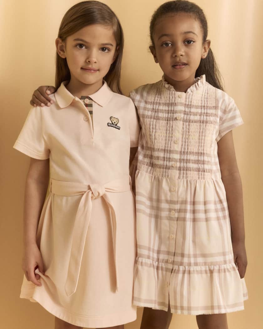 Girl's Rose Check Smocked Dress, Size 3-14