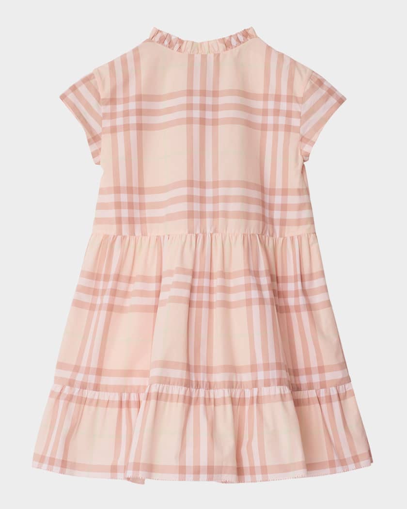 Girl's Rose Check Smocked Dress, Size 3-14