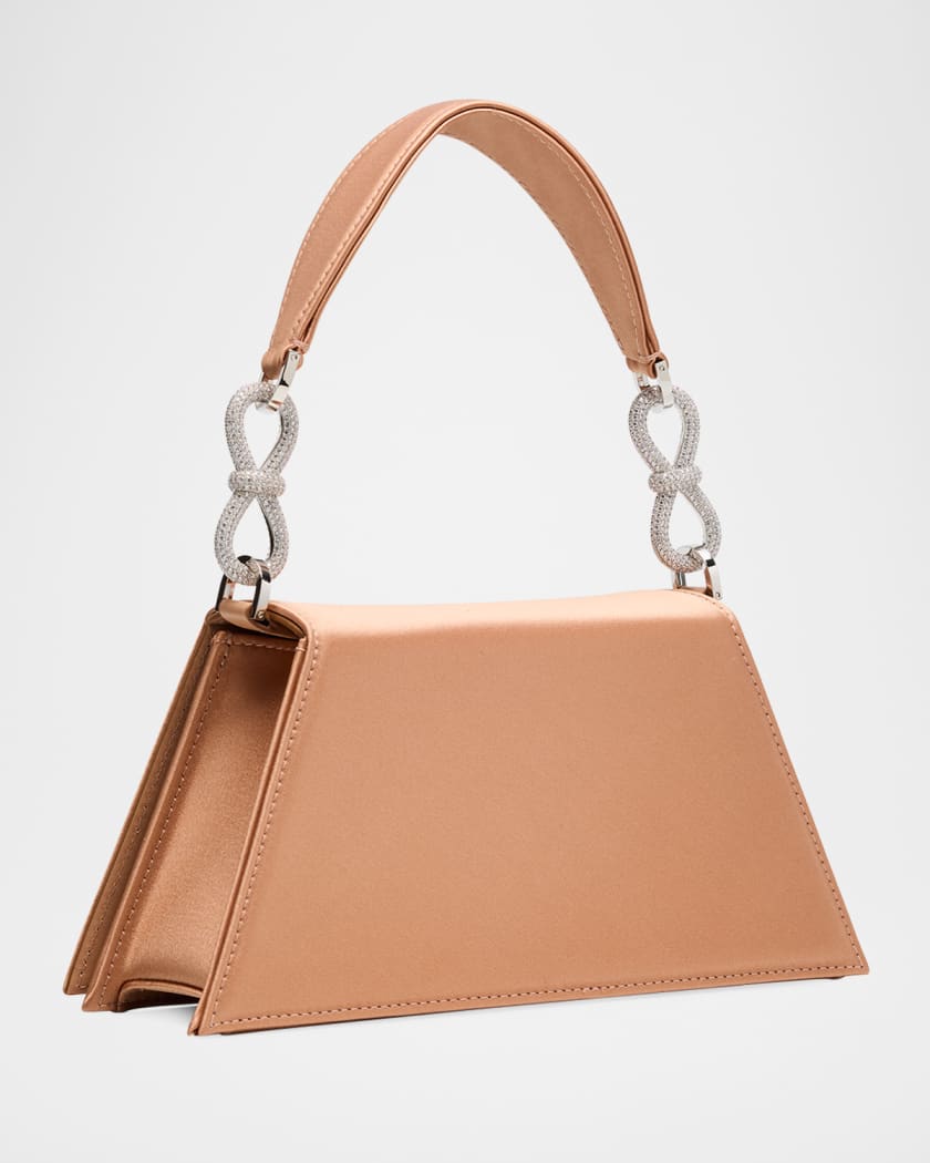 ショルダーバッグ・ポシェット Mach & Mach Samatha Double Bow Satin Black Silk Shoulder Bag Mach & Mach Samatha Double Bow Sat Silk Shoulder Bag in