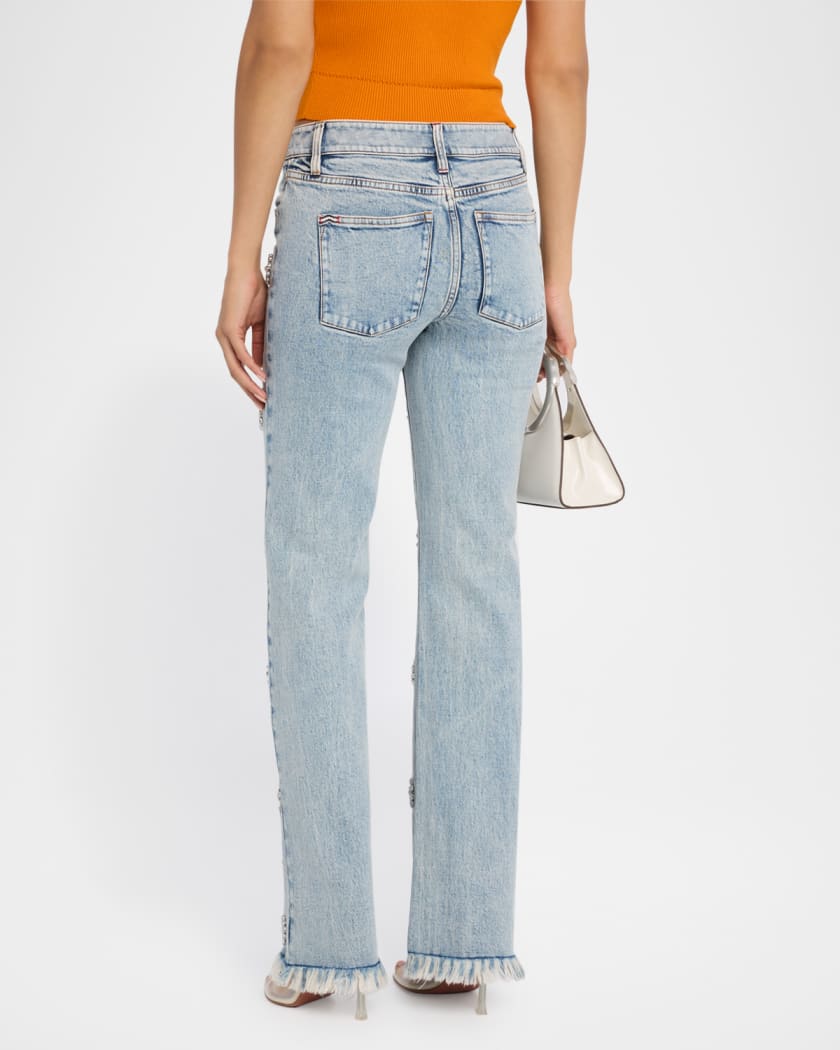 Roxie Low-Rise Embellished Straight Jeans