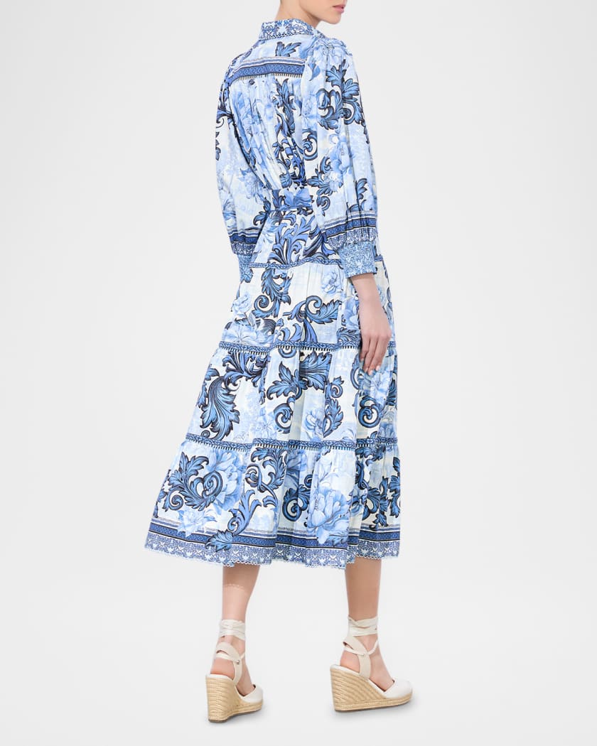 Geneva Tiered Button-Front Midi Dress