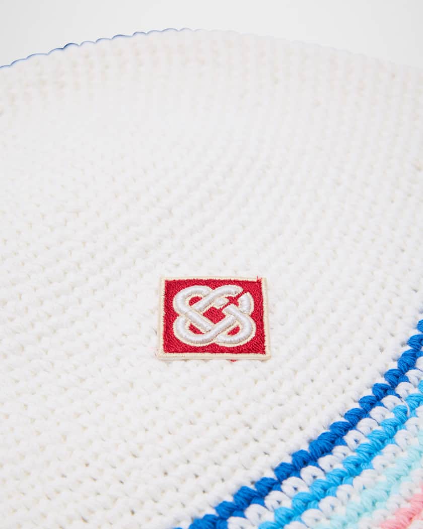 Men's Stripe Crochet Monogram Bucket Hat