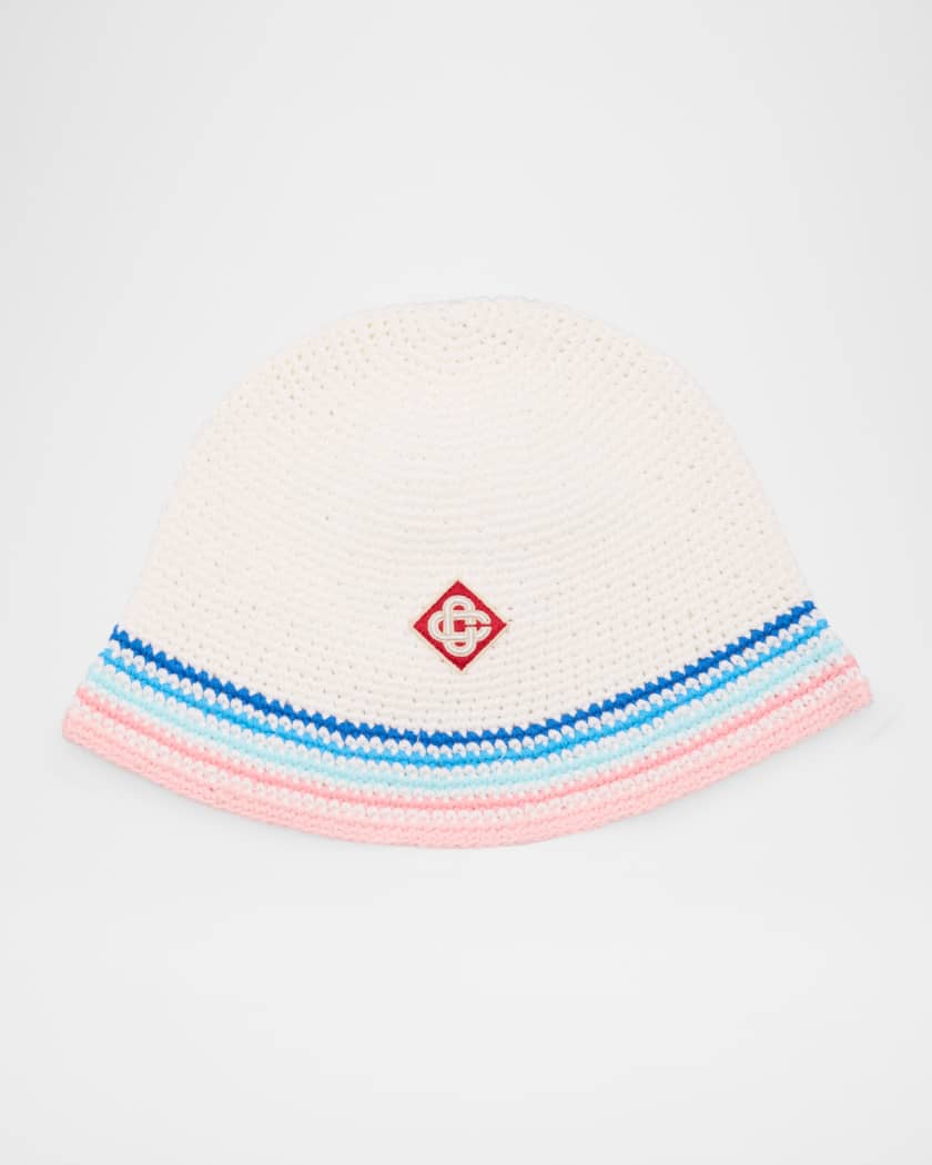CASABLANCA Men's Stripe Crochet Monogram Bucket Hat | Neiman