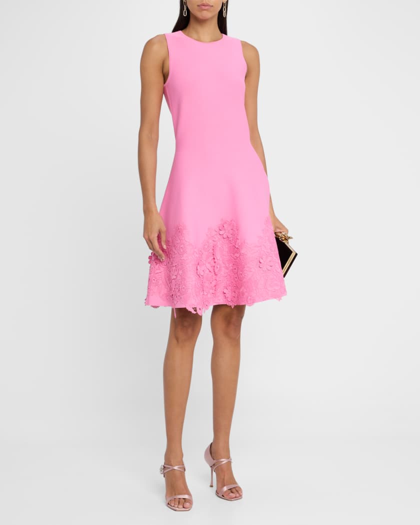 Sleeveless Lace-Trim Knit Dress