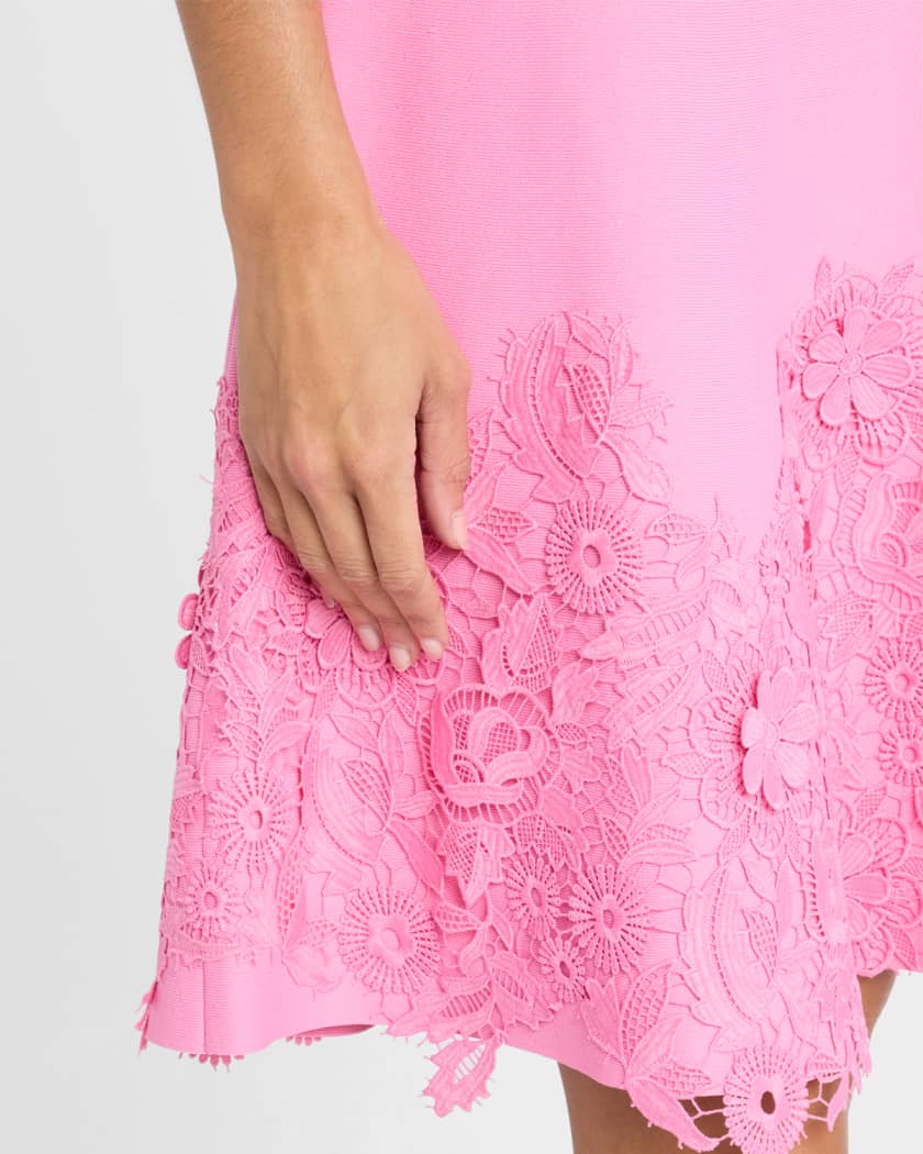 Sleeveless Lace-Trim Knit Dress