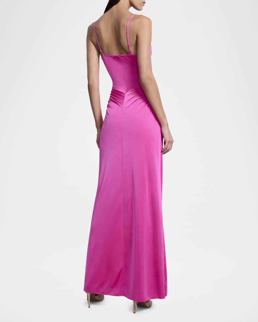 Sleeveless Cowl-Neck Draped Twist Gown