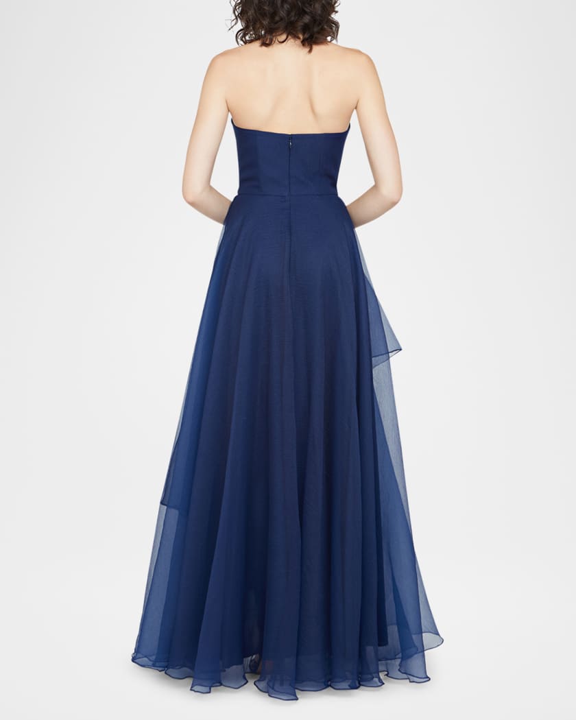 Aubrey Strapless Beaded Organza Gown