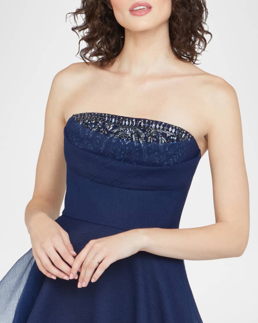 Aubrey Strapless Beaded Organza Gown