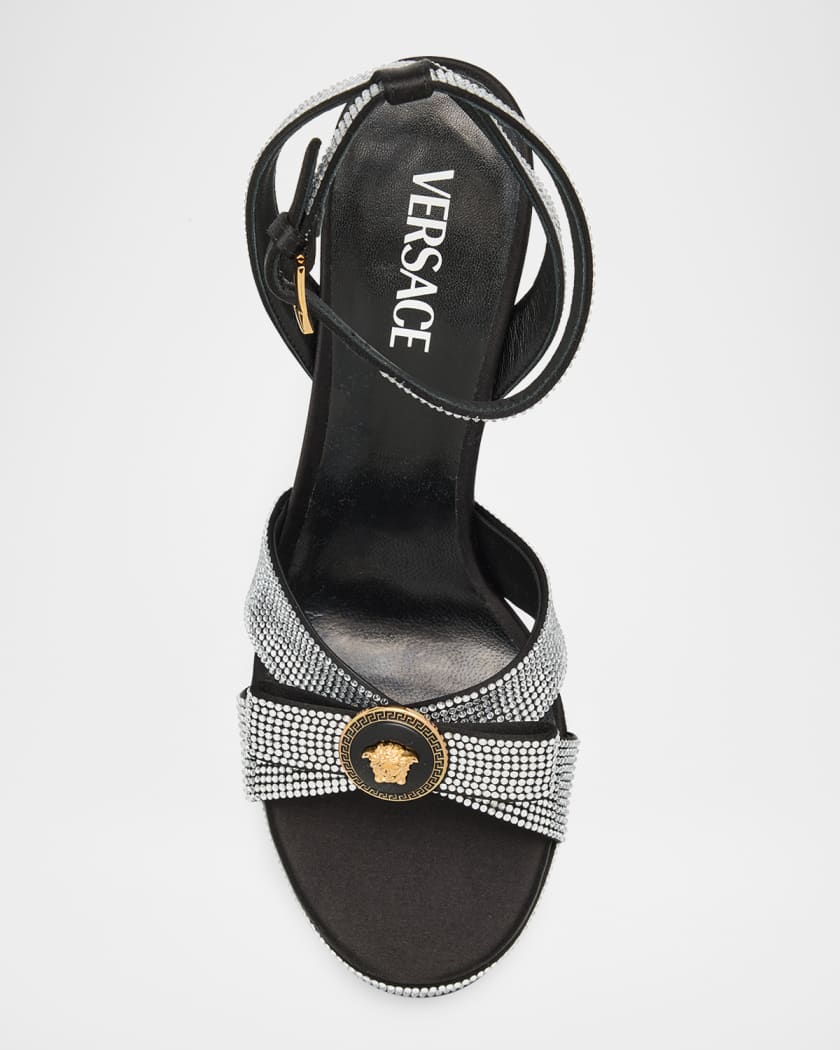 Gianni Ribbon Crystal Leather Platform Sandals
