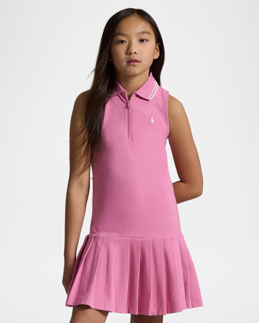 Ralph Lauren Childrenswear Girl's Pleated Mesh Polo Dress