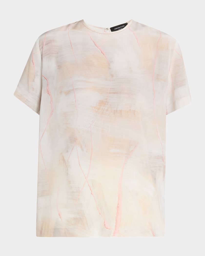早割航空券 FABIANA FILIPPI T-Shirt Chine De Crepe Silk Brushed-Print トップス