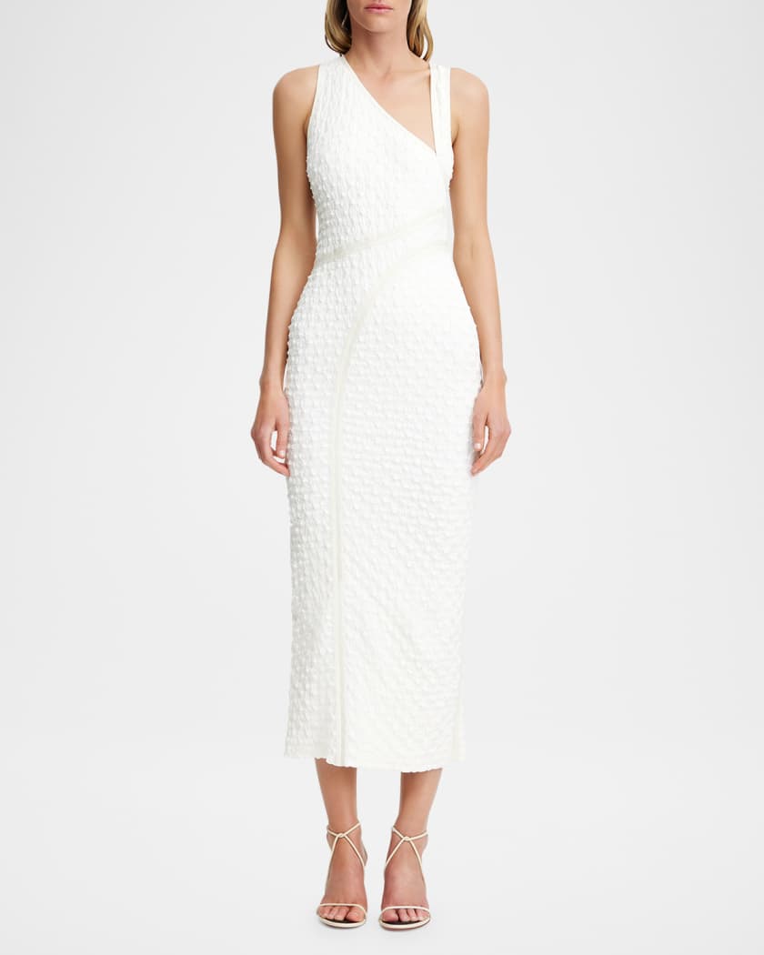 Alex Asymmetric Textured Midi Dress